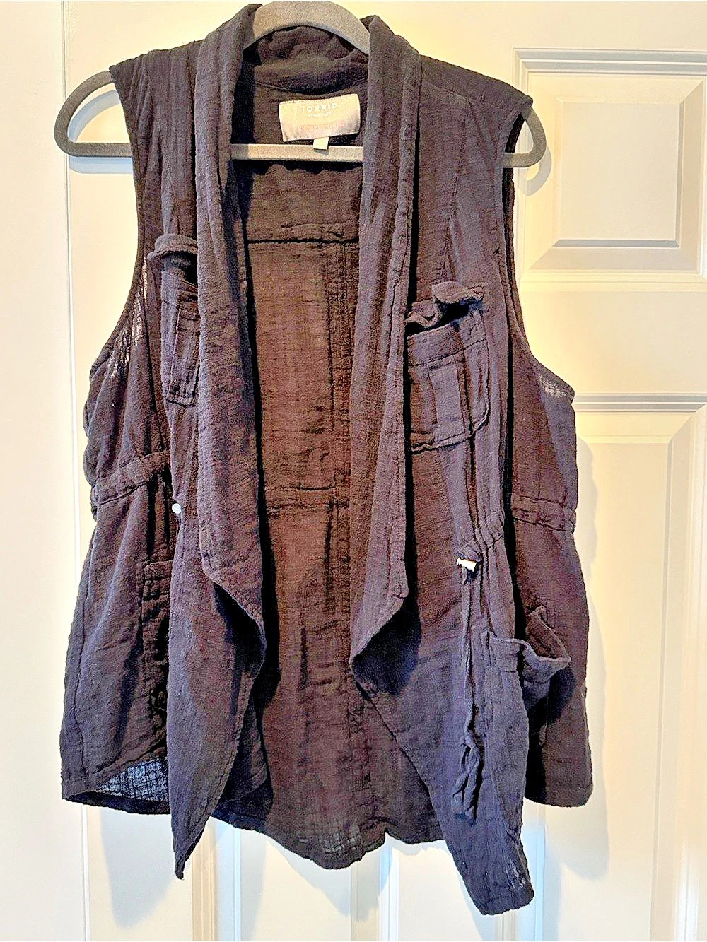 Torrid Black Linen Utility Vest